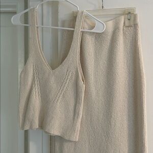 ZSUPPLY Cream Knit Tank Top and Skirt Set